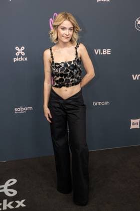 actress and singer Pommelien Thijs pictured on the red carpet at the 16th edition of the MIA s (Music Industry Award) award show, in Antwerp, Wednesday 24 January 2024. The Music Industry Awards are the Flemish Music prizes handed out by the VRT and VI.BE.  JONASxROOSENS 84568955
