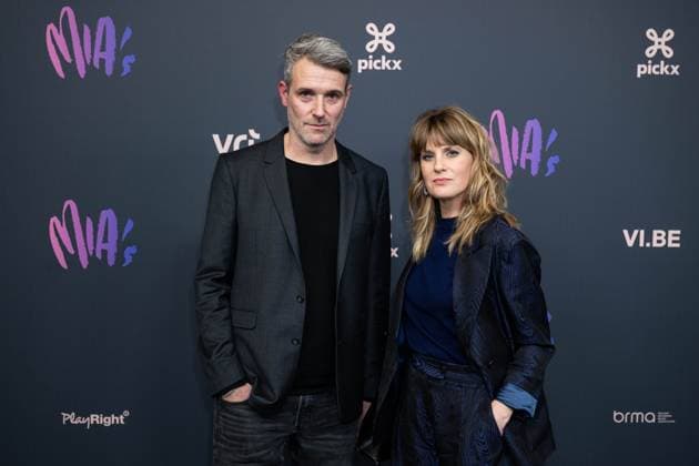 Lasoen s husband Piet Stellemans and Singer and drummer Isolde Lasoen (R) pictured on the red carpet at the 16th edition of the MIA s (Music Industry Award) award show, in Antwerp, Wednesday 24 January 2024. The Music Industry Awards are the Flemish Music prizes handed out by the VRT and VI.BE.  JONASxROOSENS 84570433