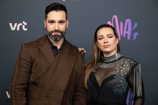 singer Metejoor aka Joris van Rossem (L) and an unidentified woman pictured on the red carpet at the 16th edition of the MIA s (Music Industry Award) award show, in Antwerp, Wednesday 24 January 2024. The Music Industry Awards are the Flemish Music prizes handed out by the VRT and VI.BE.  JONASxROOSENS 84571175