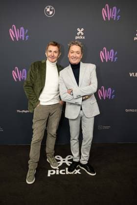 television presenter Luc Appermont and singer Bart Kaell pictured on the red carpet at the 16th edition of the MIA s (Music Industry Award) award show, in Antwerp, Wednesday 24 January 2024. The Music Industry Awards are the Flemish Music prizes handed out by the VRT and VI.BE.  JONASxROOSENS 84571641