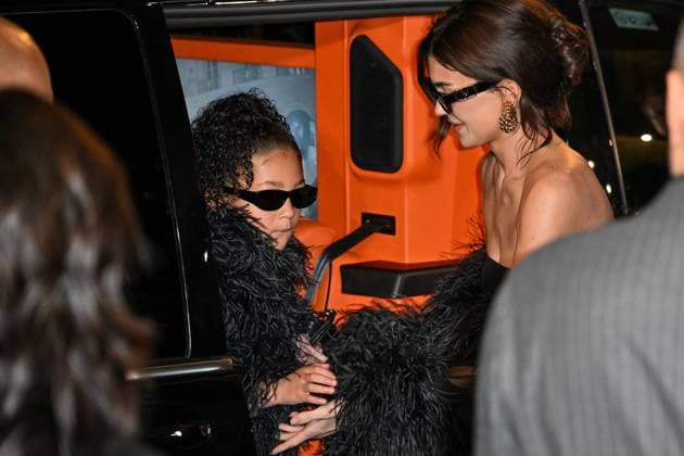 PFW Valentino Outside Arrivals Stormi Jenner, Kylie Jenner arriving at Valentino show during Paris Fashion Week Haute Couture in Paris, France on January 24, 2024. Photo by Julien Reynaud APS-Medias ABACAPRESS.COM Paris France  Copyright: xReynaudxJulien APS-Medias ABACAx