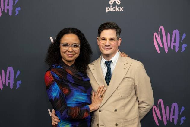 Comedian and television presenter Soe Nsuki and her partner Nikolas pictured on the red carpet at the 16th edition of the MIA s (Music Industry Award) award show, in Antwerp, Wednesday 24 January 2024. The Music Industry Awards are the Flemish Music prizes handed out by the VRT and VI.BE.  JONASxROOSENS 84571657