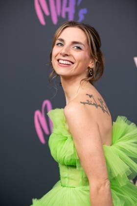 writer Elisabeth Lucie Baeten pictured on the red carpet at the 16th edition of the MIA s (Music Industry Award) award show, in Antwerp, Wednesday 24 January 2024. The Music Industry Awards are the Flemish Music prizes handed out by the VRT and VI.BE.  JONASxROOSENS 84571719