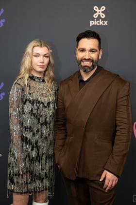 Dutch singer Hannah Mae and singer Metejoor aka Joris van Rossem pictured on the red carpet at the 16th edition of the MIA s (Music Industry Award) award show, in Antwerp, Wednesday 24 January 2024. The Music Industry Awards are the Flemish Music prizes handed out by the VRT and VI.BE.  JONASxROOSENS 84571844
