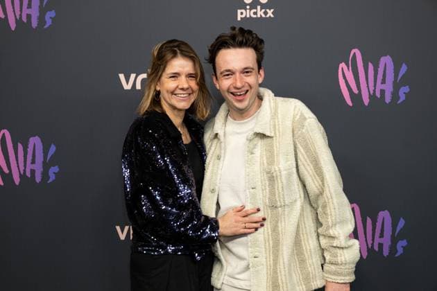 Keyaert s partner Jade and radio host Robin Keyaert pictured on the red carpet at the 16th edition of the MIA s (Music Industry Award) award show, in Antwerp, Wednesday 24 January 2024. The Music Industry Awards are the Flemish Music prizes handed out by the VRT and VI.BE.  JONASxROOSENS 84573223