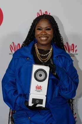 Singer Coely poses with the MIA award, after the 16th edition of the MIA s (Music Industry Award) award show, in Antwerp, Wednesday 24 January 2024. The Music Industry Awards are the Flemish Music prizes handed out by the VRT and VI.BE.  JONASxROOSENS 84574269