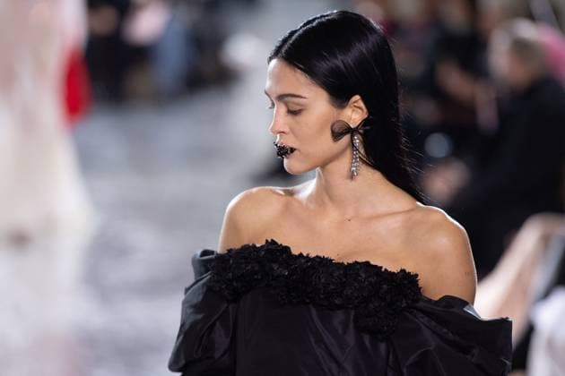 PFW Jean-Paul Gaultier Runway A model walks the runway during the Jean-Paul Gaultier Haute Couture Spring Summer 2024 show as part of Paris Fashion Week in Paris, France on January 24, 2024. Photo by Aurore Marechal ABACAPRESS.COM Paris France  Copyright: xMarechalxAurore ABACAx