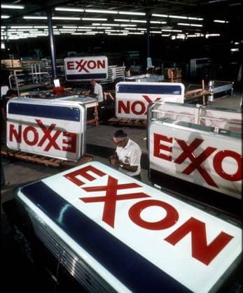 Exxon signs A 30 MG IMAGE OF: The new Exxon signs being made in Delaware after the namechange from Esso to Exxon Photo by Dennis Brack b11 Denton DE USA EDITORIAL USE ONLY Copyright: xx DennisxBrackx bsphotos031836