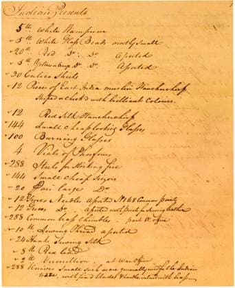 Lewis & Clark s List of Indian Presents This is a list of Indian Presents carried by the Lewis and Clark expedition. EDITORIAL USE ONLY Copyright: xx 1800.0029 x picturehistory018785