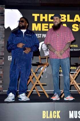 Willie Prophet Stiggers and Grouchy Greg Watkins at the Black Music Action Coalitions Economic Justice Summit at Live Nation Beverly Hills, 01 02 2024 Foto:xD.xStarbuckx xFuturexImagex bmac_4222