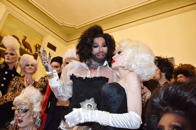 Harald Gloeoeckler with Amanda Lepore at his Gloeoeckler Iconic Couture 30th anniversary fashion show on 2 February 2024 in Berlin Harald Gloeoecklers 30th anniversary fashion show event in Berlin