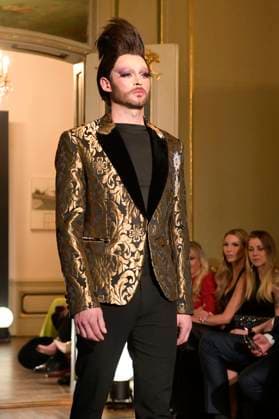 Model at the Harald Glööckler Pompöös Iconic Couture Show at Ermelerhaus Berlin, 02 02 2024 Foto:xF.xKernx xFuturexImagex gloeoeckler_4256