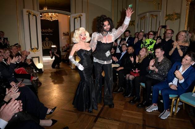 Amanda Lepore and Harald Glööckler at the Harald Glööckler Pompöös Iconic Couture Show at Ermelerhaus Berlin, 02 02 2024 Foto:xF.xKernx xFuturexImagex gloeoeckler_4274