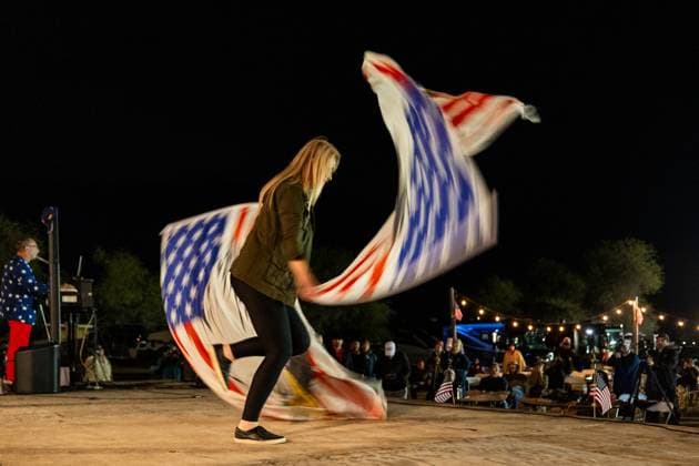 YUMA, ARIZONA - FEBRUARY 03: People attend the Take Our Border Back convoy rally on February 3, 2024 in Yuma, Arizona.  Copyright: xVCGx 111478144316