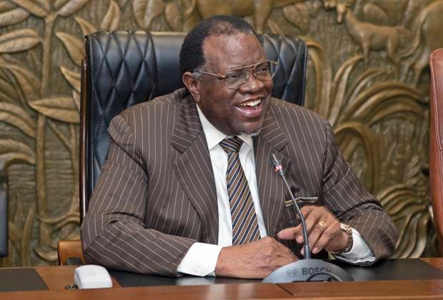 (240204) -- WINDHOEK, Feb. 4, 2024 -- A file photo taken on March 14, 2022 shows Hage G. Geingob speaking in Windhoek, Namibia. Namibian President Hage G. Geingob passed away early Sunday while receiving cancer treatment in a hospital in the capital city of Windhoek, the presidential office announced. He was 82. ) NAMIBIA-WINDHOEK-PRESIDENT-PASSING AWAY ChenxCheng 