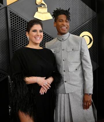 Suleika Jaouad and Jon Batiste attend the 66th annual Grammy Awards at the Crypto.com Arena in Los Angeles on Sunday, February 4, 2024.  LAP20240204054 JIMxRUYMEN