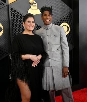Suleika Jaouad and Jon Batiste attend the 66th annual Grammy Awards at the Crypto.com Arena in Los Angeles on Sunday, February 4, 2024.  LAP20240204055 JIMxRUYMEN