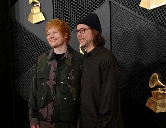 Ed Sheeran and Aaron Dessner attend the 66th annual Grammy Awards at the Crypto.com Arena in Los Angeles on Sunday, February 4, 2024.  LAP20240204075 JIMxRUYMEN