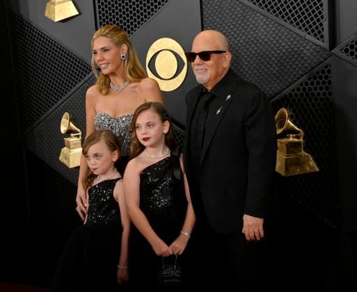 (L-R) Alexis Roderick, Della Rose Joel, Billy Joel, and Remy Anne Joel attend the 66th annual Grammy Awards at the Crypto.com Arena in Los Angeles on Sunday, February 4, 2024.  LAP20240204080 JIMxRUYMEN