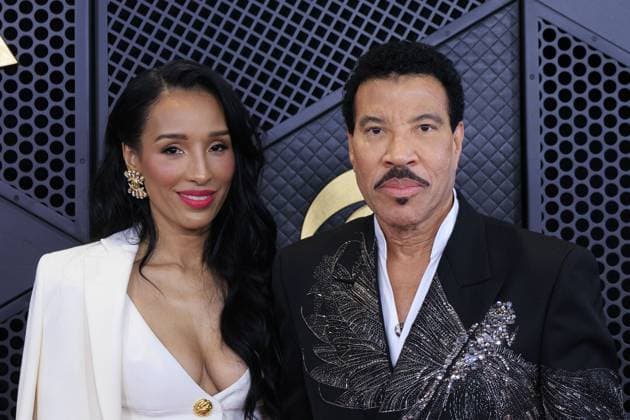 February 4, 2024, Los Angeles, California, USA: Lisa Parigi and Lionel Richie (L-R) on the red carpet at the 66th Grammy Awards held at Crypto.com Arena in Los Angeles, California on Sunday February 4, 2024. JAVIER ROJAS PI Los Angeles U.S - ZUMAp124 20240204_zaa_p124_058 Copyright: xJavierxRojasx