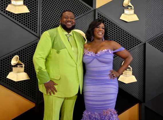 (L-R) Michael Trotter Jr. and Tanya Trotter of The War And Treaty attend the 66th annual Grammy Awards at the Crypto.com Arena in Los Angeles on Sunday, February 4, 2024.  LAP20240204221 JIMxRUYMEN