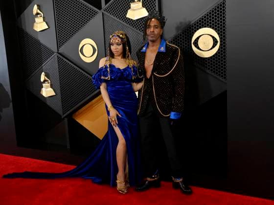 (L-R) Angela V. Benson and Matt B attend the 66th annual Grammy Awards at the Crypto.com Arena in Los Angeles on Sunday, February 4, 2024.  LAP20240204244 JIMxRUYMEN