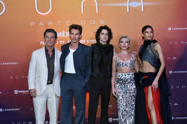February 5, 2024, Mexico City, Ciudad de Mexico, Mexico: February 05, 2024, Mexico City, Mexico: (L-R) Josh Brolin, Austin Butler, Timotho e Chalame, Florence Pugh and Zendaya attend the Photocall from Dune: Part Two at Mexico City Four Season Hotel. on February 5, 2024. In Mexico City, Mexico. Mexico City Mexico - ZUMAe321 20240205_zea_e321_085 Copyright: xCarlosxTischler xEyepixxGroupx