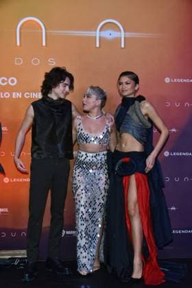 February 5, 2024, Mexico City, Ciudad de Mexico, Mexico: February 05, 2024, Mexico City, Mexico: (L-R) Timotho e Chalame, Florence Pugh and Zendaya attend the Photocall from Dune: Part Two at Mexico City Four Season Hotel. on February 5, 2024. In Mexico City, Mexico. Mexico City Mexico - ZUMAe321 20240205_zea_e321_149 Copyright: xCarlosxTischler xEyepixxGroupx
