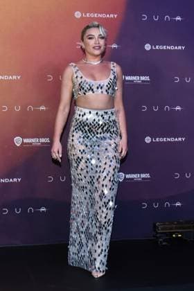 Dune: Part Two Photocall - Mexico City Actress Florence Pugh attends the Photocall from Dune: Part Two at Mexico City Four Season Hotel on February 5, 2024 inMexico City, Mexico. Photo by Carlos Tischler Eyepix Group ABACAPRESS.COM Mexico City Mexico  Copyright: xTischlerxCarlos Eyepix ABACAx