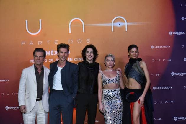 February 5, 2024, Mexico City, Ciudad de Mexico, Mexico: February 05, 2024, Mexico City, Mexico: (L-R) Josh Brolin, Austin Butler, Timotho e Chalame, Florence Pugh and Zendaya attend the Photocall from Dune: Part Two at Mexico City Four Season Hotel. on February 5, 2024. In Mexico City, Mexico. Mexico City Mexico - ZUMAe321 20240205_zea_e321_178 Copyright: xCarlosxTischler xEyepixxGroupx