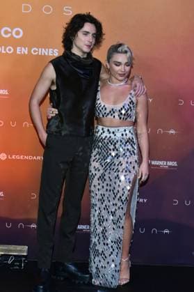February 5, 2024, Mexico City, Ciudad de Mexico, Mexico: February 05, 2024, Mexico City, Mexico: Actor Timotho e Chalame and actress Florence Pugh attend the Photocall from Dune: Part Two at Mexico City Four Season Hotel. on February 5, 2024. In Mexico City, Mexico. Mexico City Mexico - ZUMAe321 20240205_zea_e321_225 Copyright: xCarlosxTischler xEyepixxGroupx