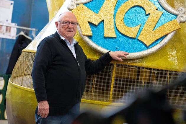 MCV-Wagenbauer Dieter Wenger am Dienstag (06.02.2024) bei der Praesentation der Motivwagen zum Rosenmontagszug in Mainz. EDITORIAL USE ONLY *** MCV float builder Dieter Wenger on Tuesday 06 02 2024 at the presentation of the motif floats for the Rose Monday parade in Mainz EDITORIAL USE ONLY Copyright: epd-bild AndreaxEnderlein 48_MCV_Motivwagen_020624