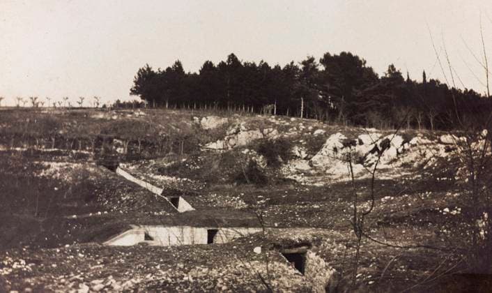 Album of the First World War in Friuli-Venezia Giulia: trenches on the hills of Medea, 19 03 1916 (b w photo) 1250355 Album of the First World War in Friuli-Venezia Giulia: trenches on the hills of Medea, 19 03 1916 (b w photo) by Bianconcini, Elena (fl.1915); (add.info.: Bianconcini Elena Medea, Gorizia, Italy); Fratelli Alinari Museum Collections, Florence, Italy. Copyright: xFratellixAlinarixMuseumxCollections,xFlorence,xItalyx xBridgemanxImagesx 1250355