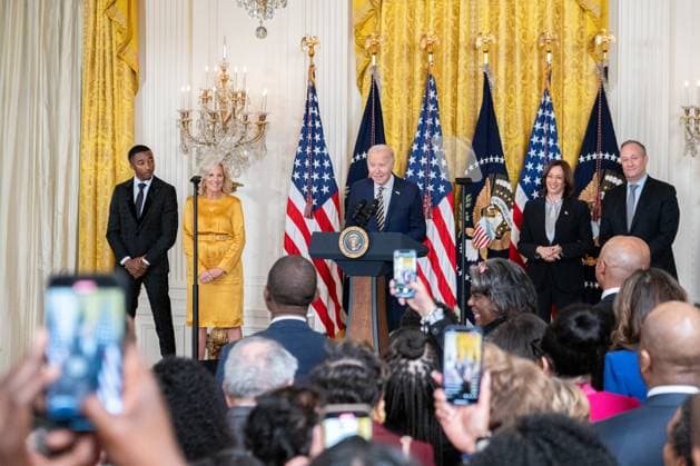 United States President Joe Biden delivers remarks at the Black History Month Reception at the White House in Washington, DC on Tuesday, February 6, 2024.  WAX2240206211 AnnabellexGordon