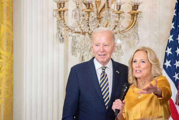 First Lady Dr. Jill Biden delivers remarks alongside President Joe Biden at the Black History Month Reception at the White House in Washington, DC on Tuesday, February 6, 2024.  WAX2240206222 AnnabellexGordon