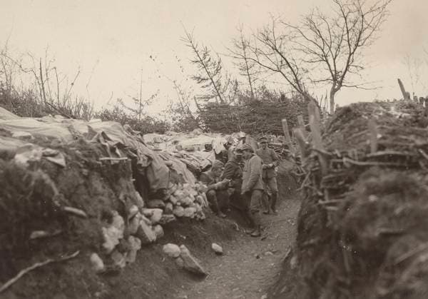 World War I : Trenches of the first line in the area of Tolmin (b w photo) 1253290 World War I : Trenches of the first line in the area of Tolmin (b w photo) by Italian Photographer, (20th century); (add.info.: Taken for Ufficio Fotografico Artistico (Udine) Slovenia); Fratelli Alinari Museum Collections, Florence, Italy. Copyright: xFratellixAlinarixMuseumxCollections,xFlorence,xItalyx xBridgemanxImagesx 1253290