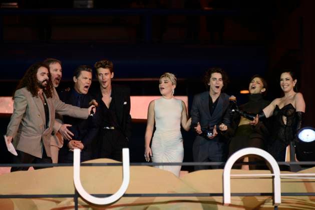 Fan Event For The Film Dune: Part Two February 6, 2024, Mexico City, Mexico: (L-R) Denis Villeneuve, Josh Brolin, Austin Butler, Florence Pugh, Timothée Chalamet, Zendaya, during the red carpet of the Fan Event for the film Dune: Part Two at Auditorio Nacional. on February 6, 2024 in Mexico City. (Photo by Carlos Tischler Eyepix Group) Copyright: xCarlosxTischler xEyepixxGroupx CT_06022024_111073