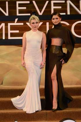 February 6, 2024, Mexico City, Ciudad de Mexico, Mexico: February 6, 2024, Mexico City, Mexico: Actresses Florence Pugh and Zendaya attend the red carpet of the Fan Event for the film Dune: Part Two at Auditorio Nacional. on February 6, 2024 in Mexico City. Mexico City Mexico - ZUMAe321 20240206_zea_e321_032 Copyright: xCarlosxTischler xEyepixxGroupx