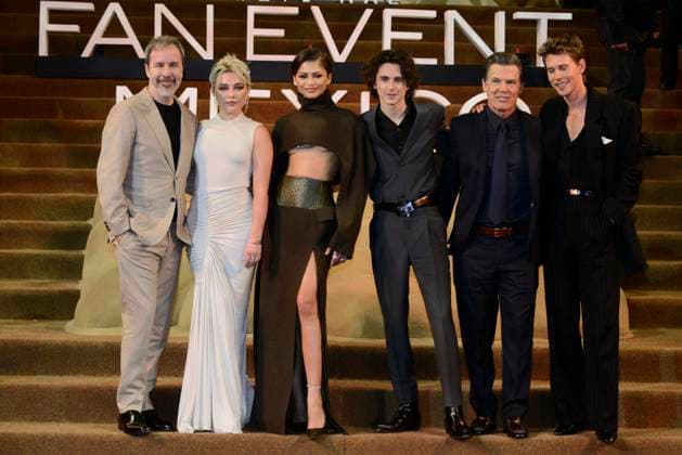 February 6, 2024, Mexico City, Ciudad de Mexico, Mexico: February 6, 2024, Mexico City, Mexico: (L-R) Denis Villeneuve, Florence Pugh, Zendaya, Timotho e Chalamet, Josh Brolin and Austin Butler attend the red carpet of the Fan Event for the film Dune: Part Two at Auditorio Nacional. on February 6, 2024 in Mexico City. Mexico City Mexico - ZUMAe321 20240206_zea_e321_050 Copyright: xCarlosxTischler xEyepixxGroupx