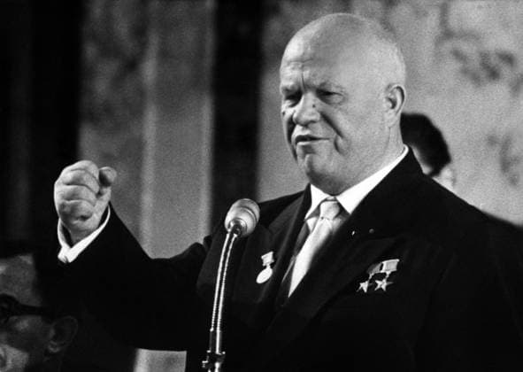 Speech of Soviet Prime Minister Nikita Khroutchev July 09, 1960, Threatening The Usa With Soviet Rockets If The American Government Try To Overthrow Fidelcastro S Regime in Cuba (This Situation Will Lead To The American Embargo Over Cuban Import-Export Trade) (b w photo) 1653157 Speech of Soviet Prime Minister Nikita Khroutchev July 09, 1960, Threatening The Usa With Soviet Rockets If The American Government Try To Overthrow Fidelcastro S Regime in Cuba (This Situation Will Lead To The American Embargo Over Cuban Import-Export Trade) (b w photo); (add.info.: Speech of soviet prime minister Nikita Khroutchev july 09, 1960, threatening the USA with soviet rockets if the american government try to overthrow FidelCastro s regime in Cuba (thi Copyright: xBridgemanxImagesx 1653157