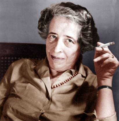 Hannah Arendt (1906-1975) American philosopher of German origins c. 1963 1741689 Hannah Arendt (1906-1975) American philosopher of German origins c. 1963; (add.info.: Hannah Arendt (1906-1975) american philosopher of German origins c. 1963, colourized document). Copyright: xBridgemanxImagesx 1741689