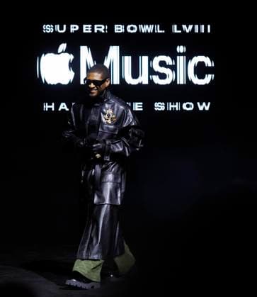 Super Bowl Halftime Show performer Usher arrives for the Super Bowl LVIII Pregame + Apple Music Super Bowl LVIII halftime show press conference leading up to Super Bowl LVIII at the Mandalay Bay Convention Center in Las Vegas, Nevada on Thursday, February 8, 2024. The San Francisco 49ers will play the Kansas City Chiefs in Super Bowl LVIII at Allegiant Stadium in Las Vegas, Nevada on Sunday, February 11, 2024.  SBP20240208109 JohnxAngelillo