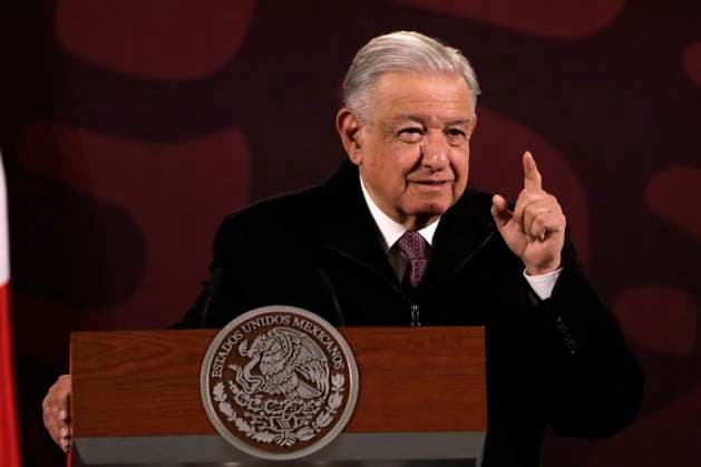 February 8, 2024, Mexico City, Mexico: The president of Mexico, Andres Manuel Lopez Obrador gesticulates while speak during the briefing conference at the National Palace. on February 8, 2024 in Mexico City, Mexico Mexico City Mexico - ZUMAe321 20240208_zia_e321_033 Copyright: xLuisxBarronx