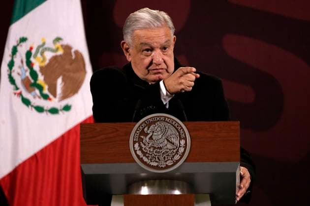 February 8, 2024, Mexico City, Mexico: The president of Mexico, Andres Manuel Lopez Obrador gesticulates while speak during the briefing conference at the National Palace. on February 8, 2024 in Mexico City, Mexico Mexico City Mexico - ZUMAe321 20240208_zia_e321_024 Copyright: xLuisxBarronx