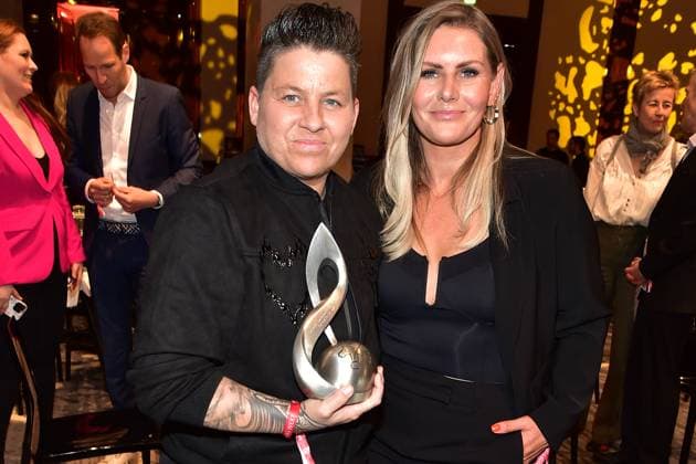 15 German Music Author Award winner Kerstin Ott with wife Karolina Köppen Arrival at the award ceremony of the 15 German Music Author Award at the Hotel Ritz in Berlin, on 08 02 2024 Photopress Mueller