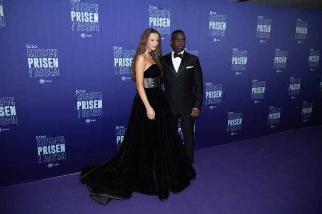 The hosts Josephine Hoejbjerg (L) and Melvin Kakooza (R) arrive on the red carpet at the Echoprisen in Osterbrohuset, Thursday, February 8, 2024 Copenhagen Osterbrohuset, Oesterbro Denmark Copyright: xKristianxTuxenxLadegaardxBergx 2E6A4364