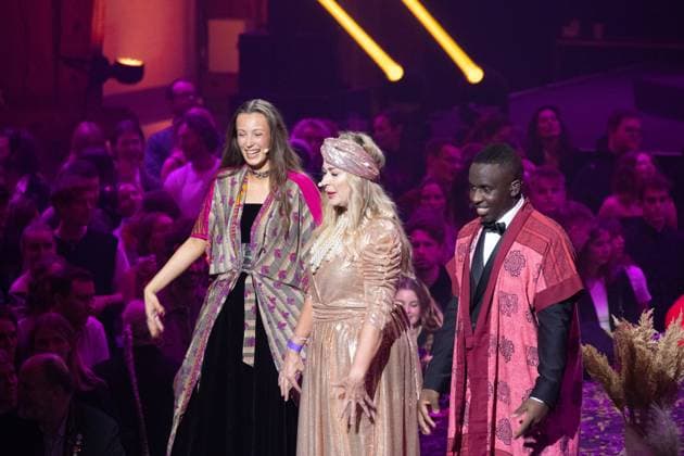 (L-R) Josephine Hoejbjerg, Anamariia JouliÃ and Melvin Kakooza during Echoprisen in Osterbrohuset, Thursday, February 8, 2024 Copenhagen Osterbrohuset, Oesterbro Denmark Copyright: xKristianxTuxenxLadegaardxBergx 2E6A6168