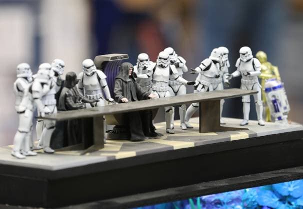 Modell Leben Erfurt 09 02 2024, Erfurt, Messe, Press tour at Modell Leben The Thuringian model making fair in the picture Scene from Star Wars created by 3D printing
