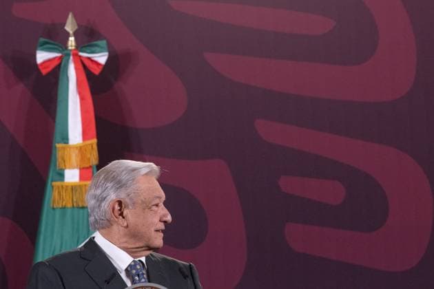 Mexican President News Conference February 9, 2024. Mexico City, Mexico. Mexican President, Andrés Manuel López Obrador, speaks during his usual daily press conference in the treasury room of the National Palace. On february 9, 2024 in Mexico City, Mexico. (Photo by Alex Dalton Eyepix Group) Copyright: xAlexxDalton xEyepixxGroupx AD_09022024_111264