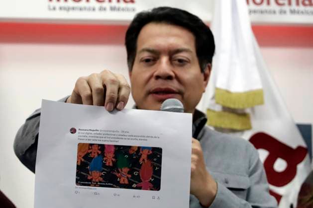 February 10, 2024, Mexico City, Mexico: President of the National Regeneration Movement party (MORENA), Mario Delgado speaks during a press conference at the party s national headquarters in Mexico City. on February 10, 2024 in Mexico City, Mexico Mexico City Mexico - ZUMAe321 20240210_zia_e321_001 Copyright: xLuisxBarronx